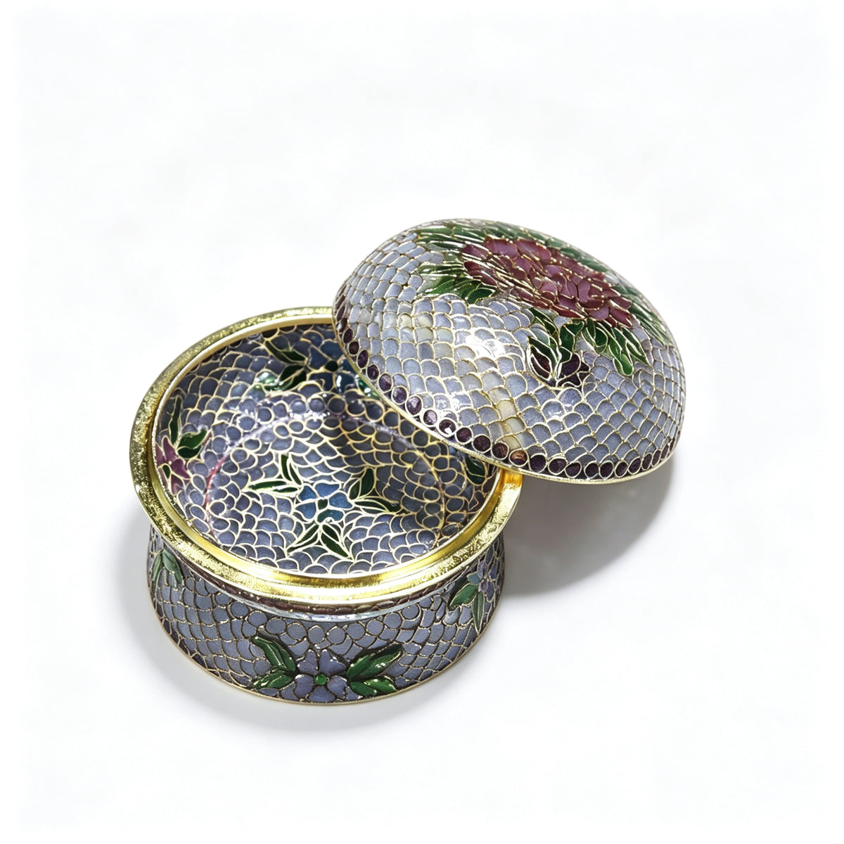 JCJ Traditional Chinese Transparent‑Blue Cloisonne Trinket Box, Hand‑made Body‑removed Enamel Jewelry Casket, Collectible Art Gift