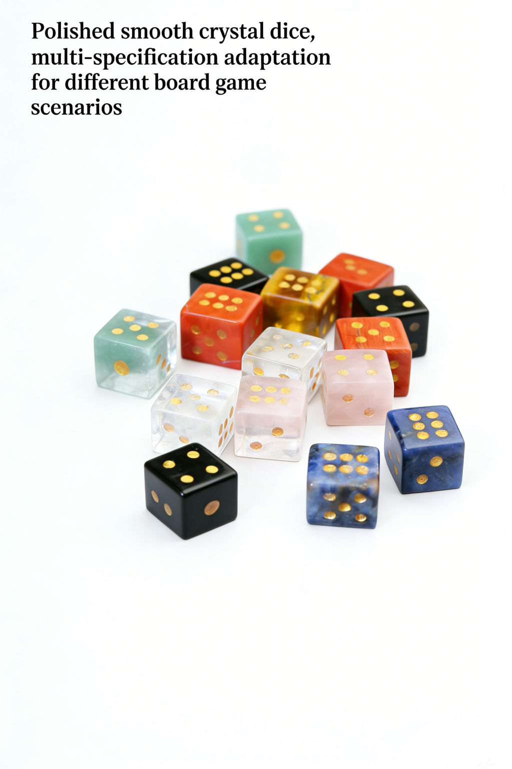 RYS Natural Crystal Gemstone Square Dice | Multi-Material Options, Hand-Carved Gold-Point Collectible & Play Piece