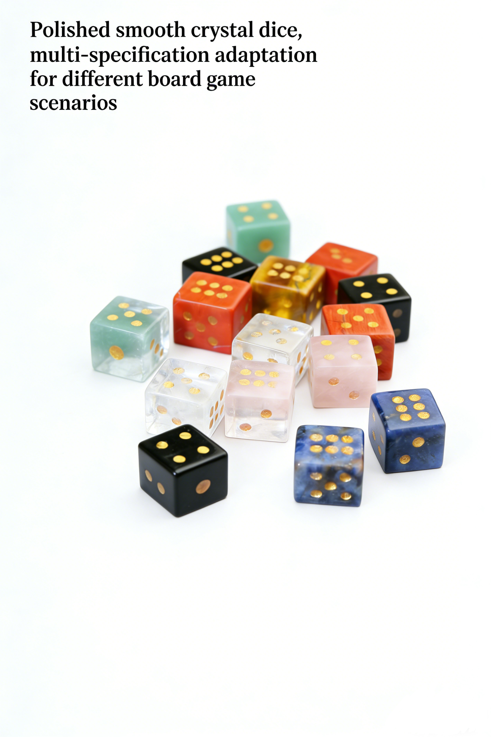 RYS Natural Crystal Gemstone Square Dice | Multi-Material Options, Hand-Carved Gold-Point Collectible & Play Piece