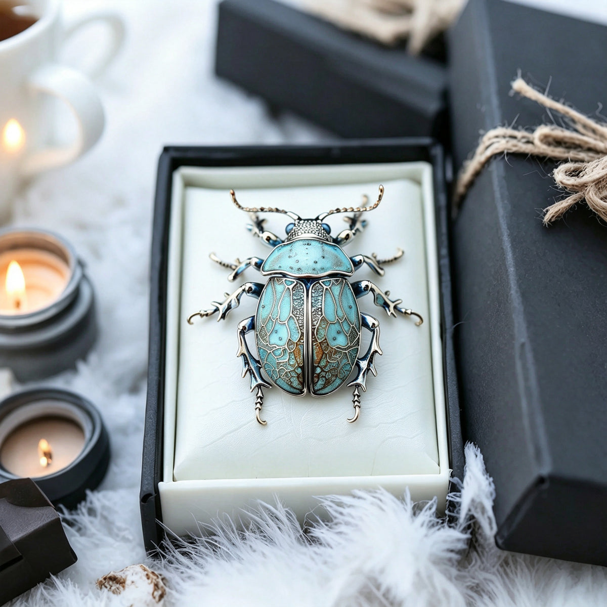 QZY Original Design Beetle Brooch Copper Hand Painted Enamel Dual‑use Lapel Pin