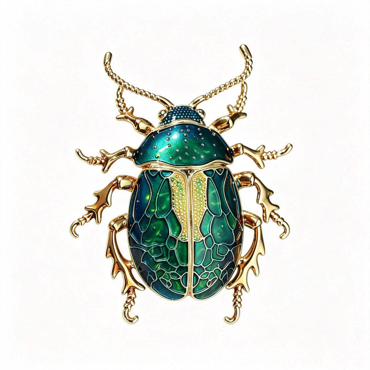 QZY Original Design Beetle Brooch Copper Hand Painted Enamel Dual‑use Lapel Pin