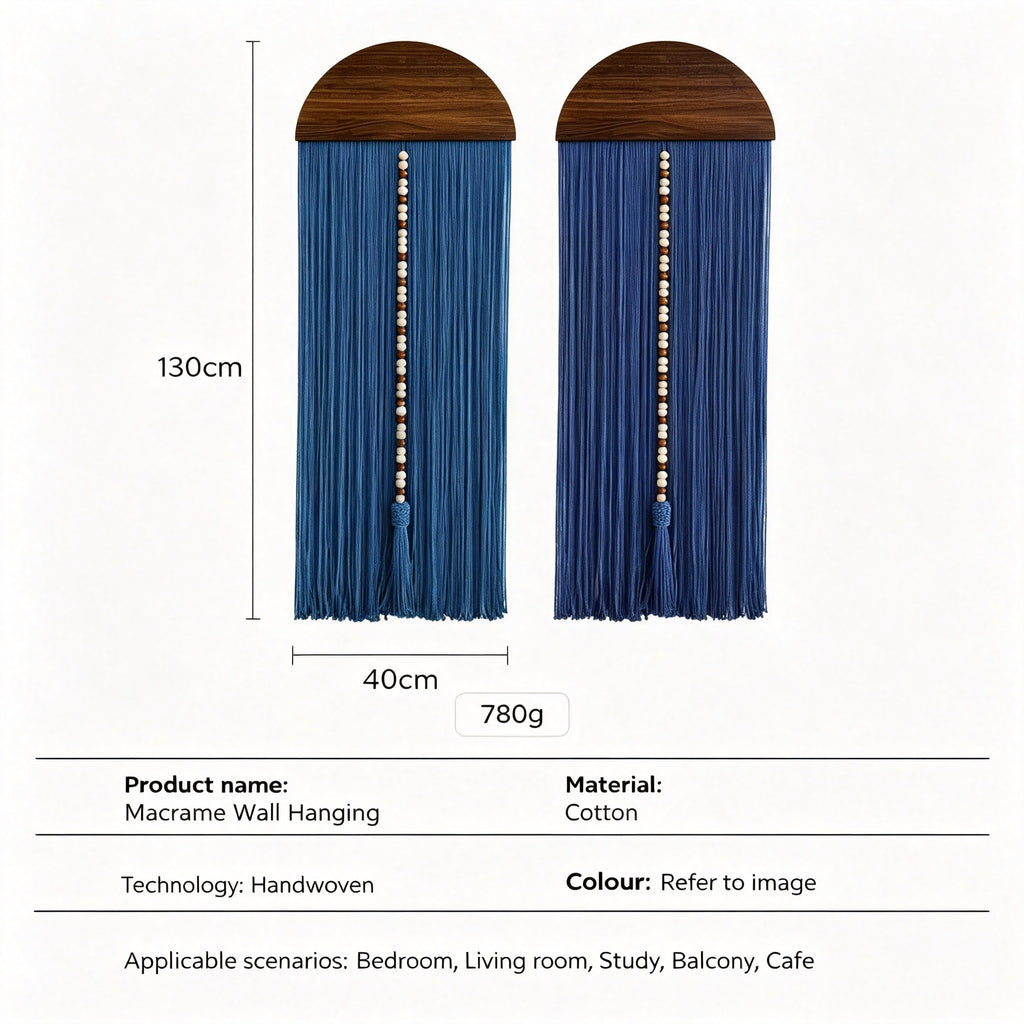 JXG Handwoven Macrame Wall Hanging Half‑Round Wood Board Tassel Tapestry Boho Wall Decor for Living Room Bedroom Cafe