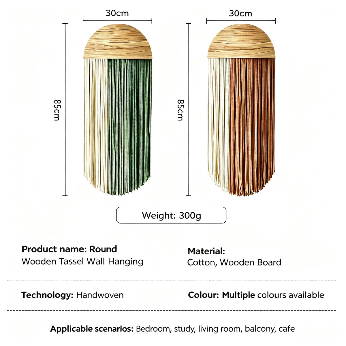 JXG Round Wooden Tassel Wall Hanging Handwoven Macrame Wall Decor for Bedroom Cafe Airbnb