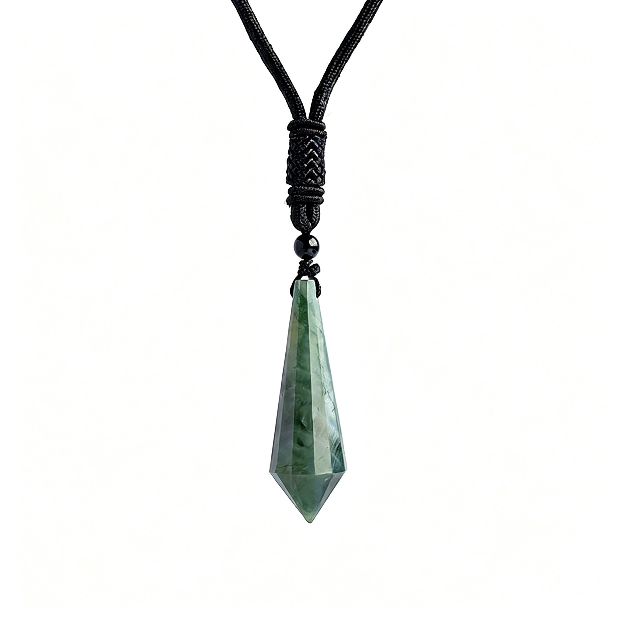 RYS 12 Facet Natural Crystal Pendulum Pendant, Raw Stone Dowsing Pendulum for Meditation Divination, Healing Crystal Jewelry