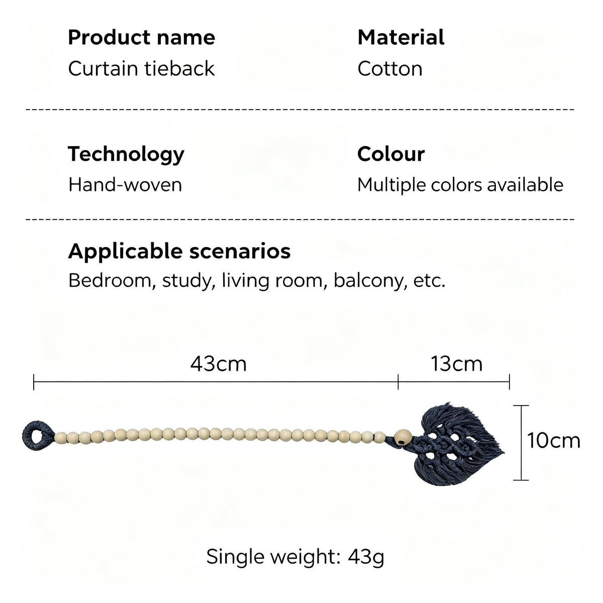JXG Handwoven Cotton Curtain Tieback Set of 2 Nordic Curtain Holder