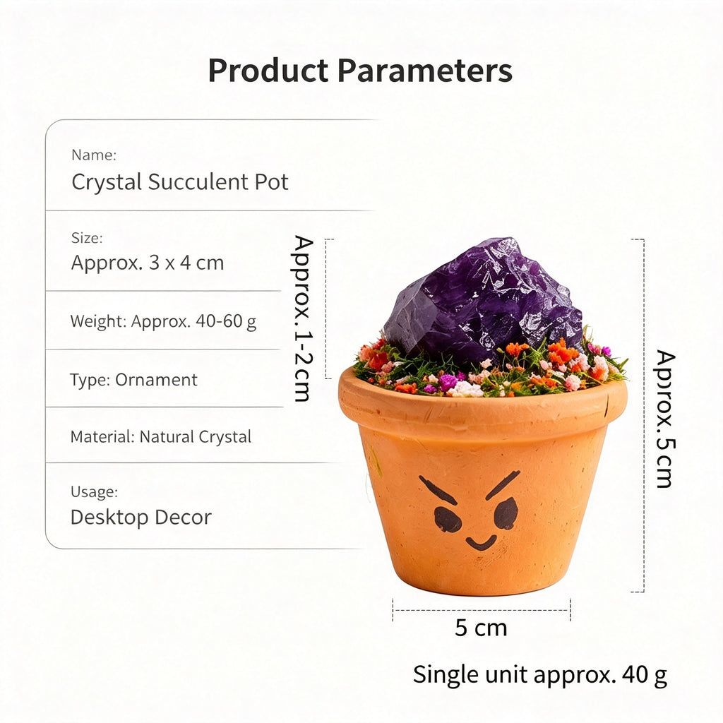 RYS Natural Crystal Raw Ore Ceramic Pot Bonsai, Gemstone DIY Potted Ornament, Home Desktop & Car Decor