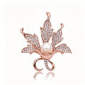 QZY Minimalist Maple Leaf Pearl Rhinestone Brooch, Electroplated Alloy Pin for Women Daily & Winter Outfits