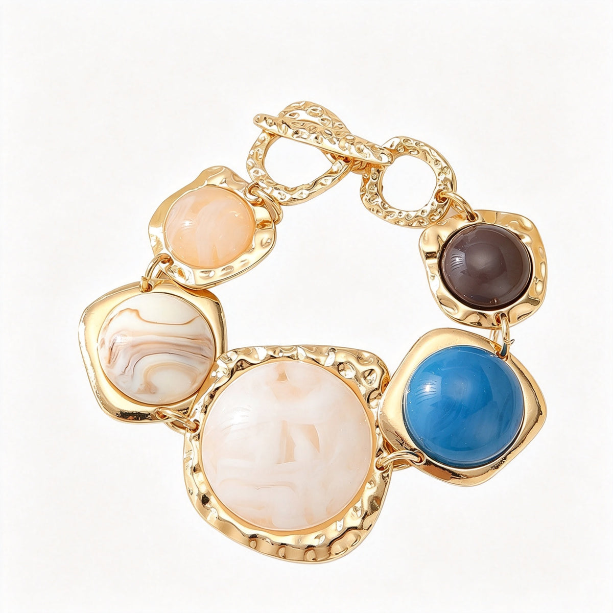 PNY Vintage Geometric Resin Necklace Bracelet Set, Retro Irregular Color Block Chunky Jewelry for Women