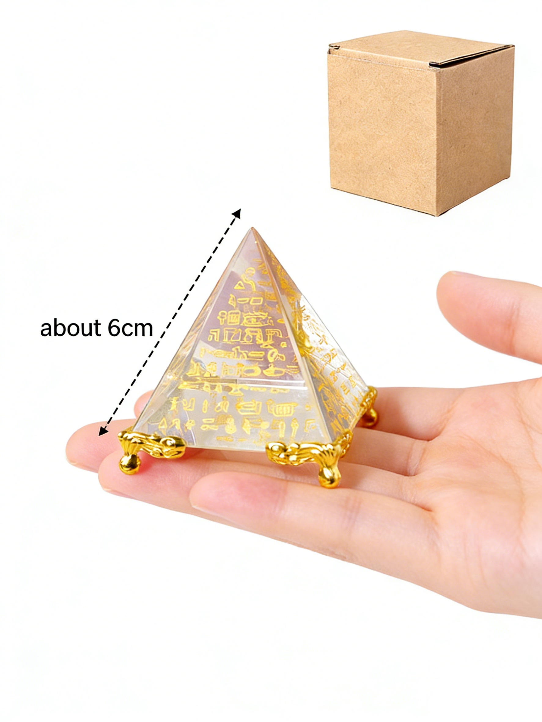 RYS Natural Obsidian & Clear Quartz Crystal Pyramid with Engraved Sutra | Meditation Energy Tower for Healing & Spiritual Decor