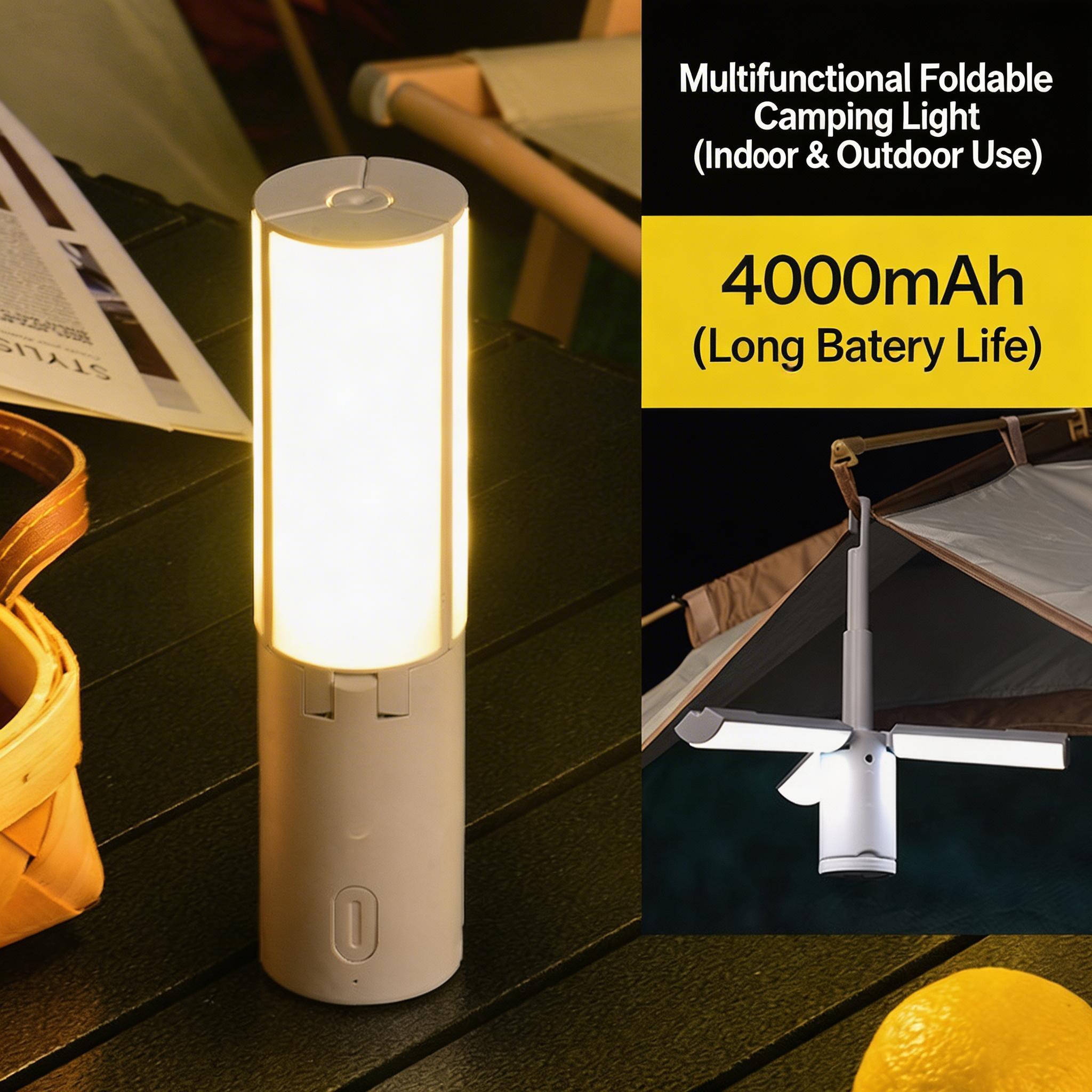 EST Foldable & Telescopic LED Camping Light | Rechargeable Tent Lantern with 3 Color Modes