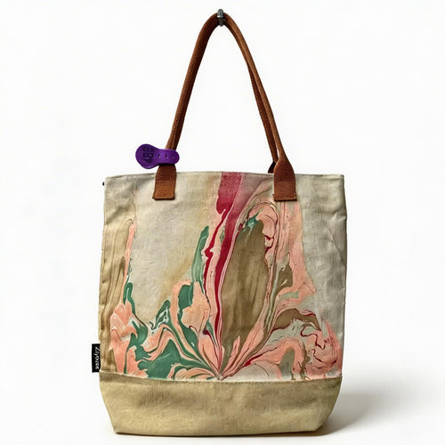 CMB Handcrafted Lacquer Color-Block Canvas Tote Bag