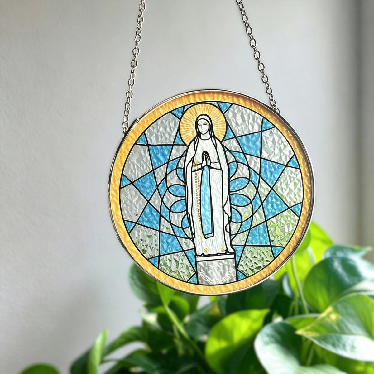 YAP Stained Glass Hanging Ornament Window Suncatcher Home Villa Wall Hanging Decor