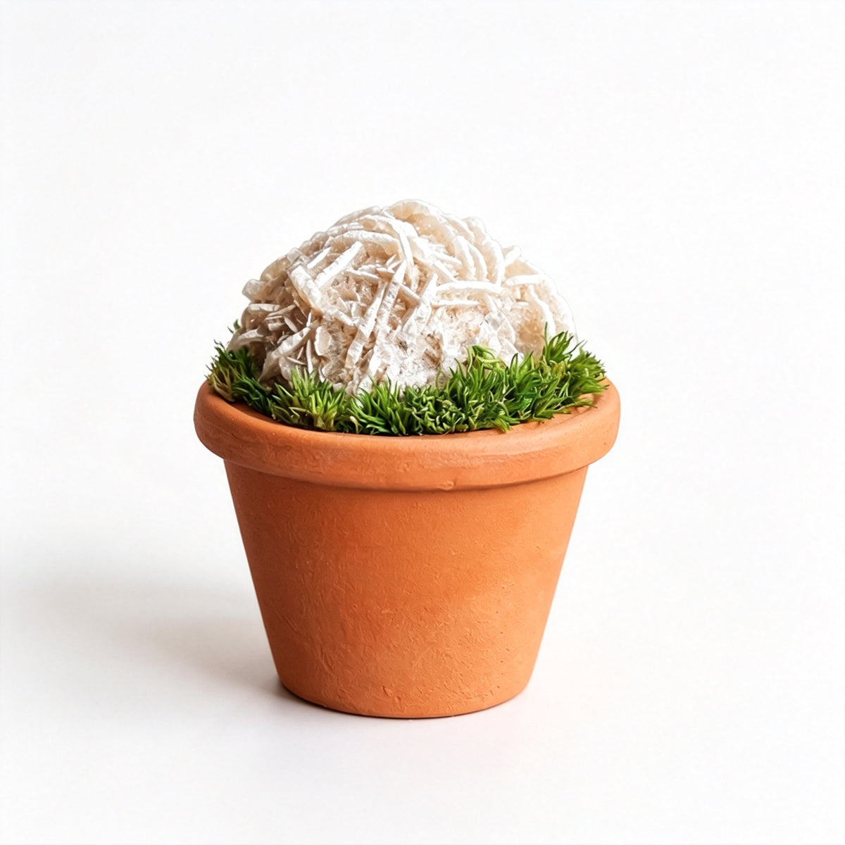 RYS Natural Crystal Raw Ore Ceramic Pot Bonsai, Gemstone DIY Potted Ornament, Home Desktop & Car Decor