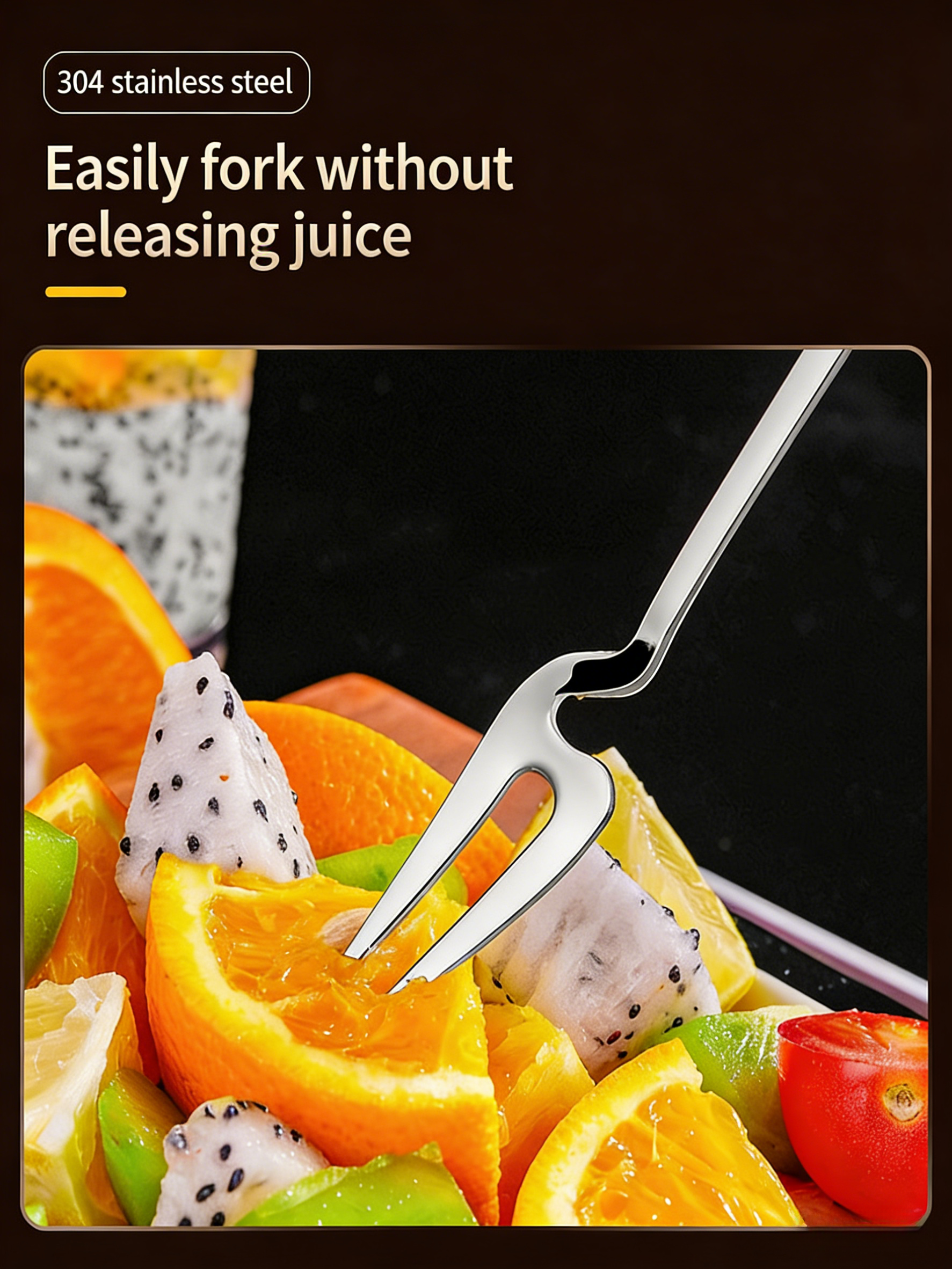 HGD 304 Stainless Steel Fruit Spoon & Fork Set | Swan Base Holder | Modern Minimalist Tableware Kit