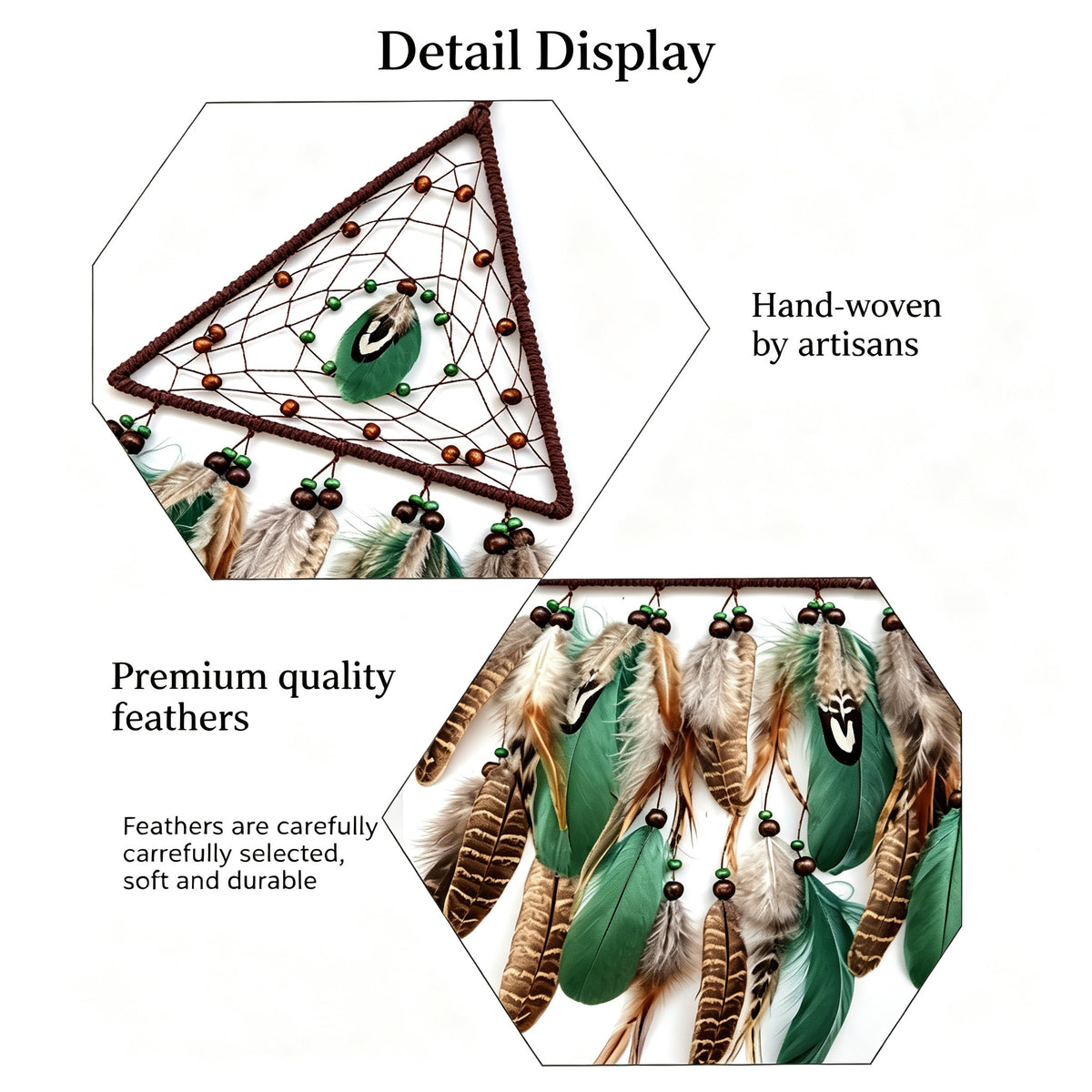 MGY Hand‑Woven Triangle Dreamcatcher Wall Hanging Bohemian Feather Home Decor Ornament