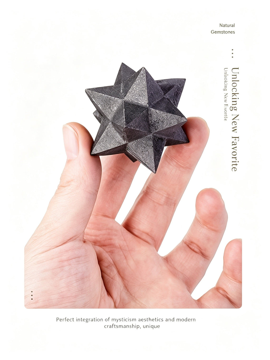 RYS  Natural Russian Shungite Merkaba Star Ornament | Polished Crystal Energy Sculpture (4-5cm)