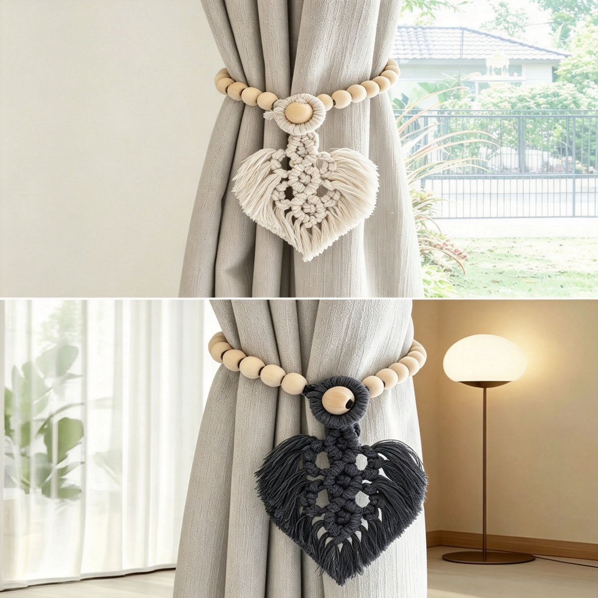 JXG Handwoven Cotton Curtain Tieback Set of 2 Nordic Curtain Holder