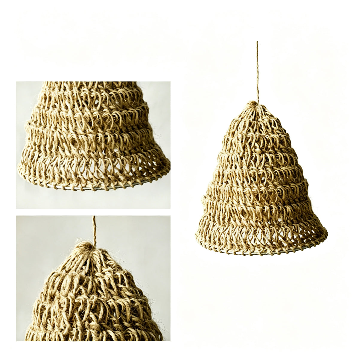JXG Hand Woven Linen Style Pendant Lampshade Boho Handmade Ceiling Lamp Shade for Home Cafe Decor