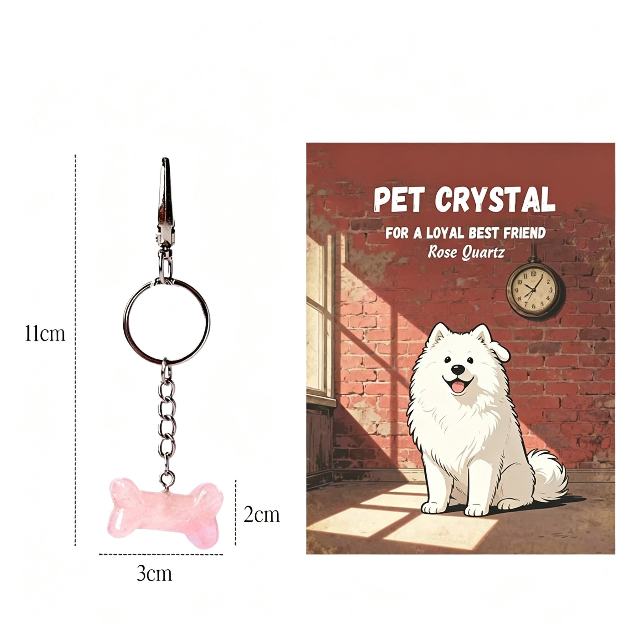 RYS Natural Crystal Bone Pet Keychain / Bag Charm