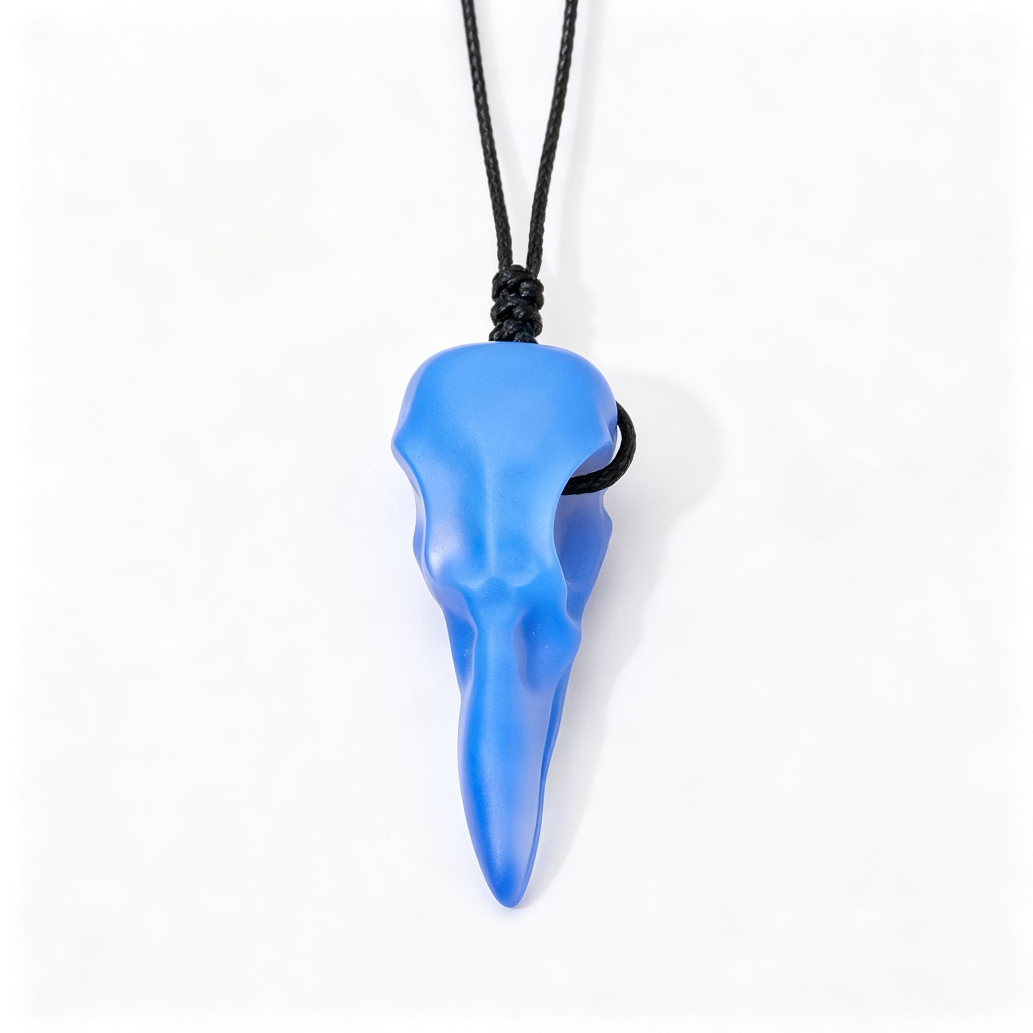 RYS Natural Crystal Crow Skull Pendant Necklace | Gothic Couple Jewelry with Handmade Black Cord
