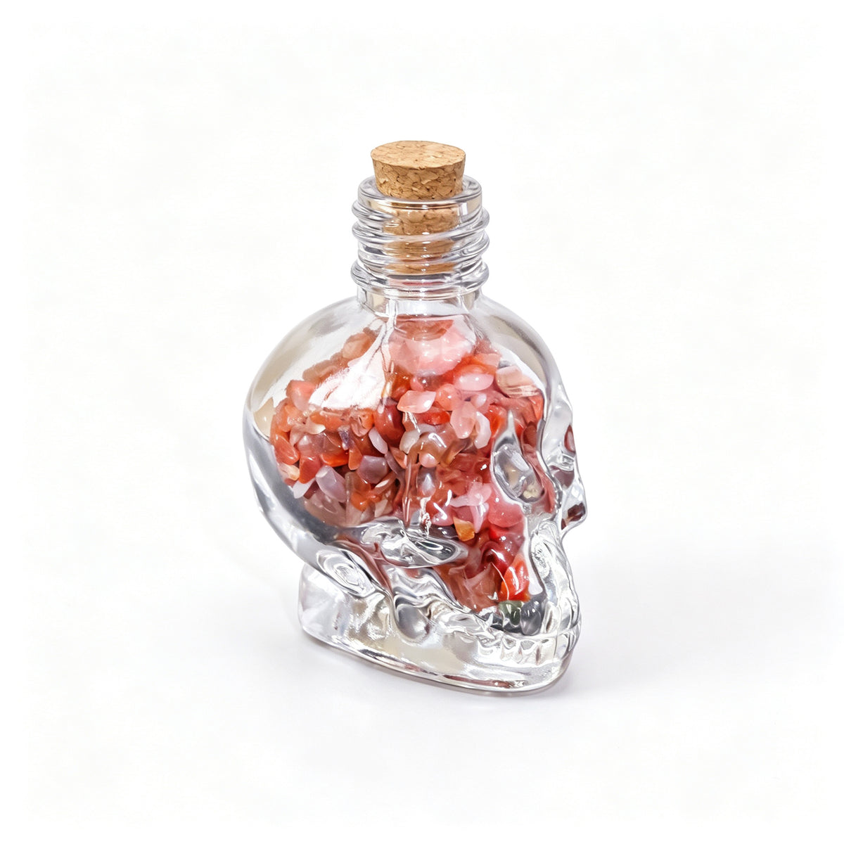 RYS Natural Crystal Chips Wish Bottle Cat Skull Shaped Glass Cork Bottle Halloween Home Decor Gift