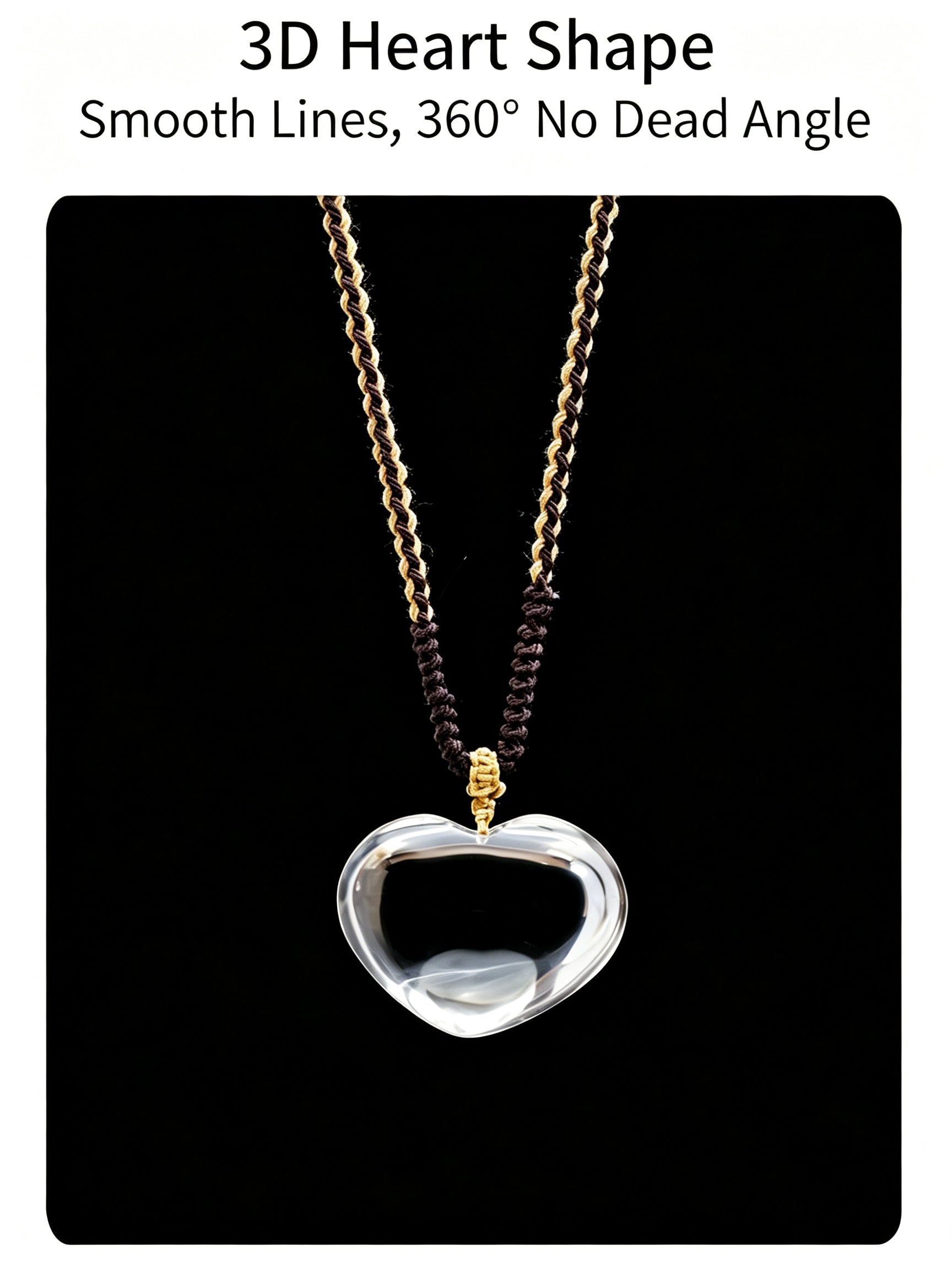 RYS Natural Clear Quartz Heart Pendant Necklace Hand Woven Rope