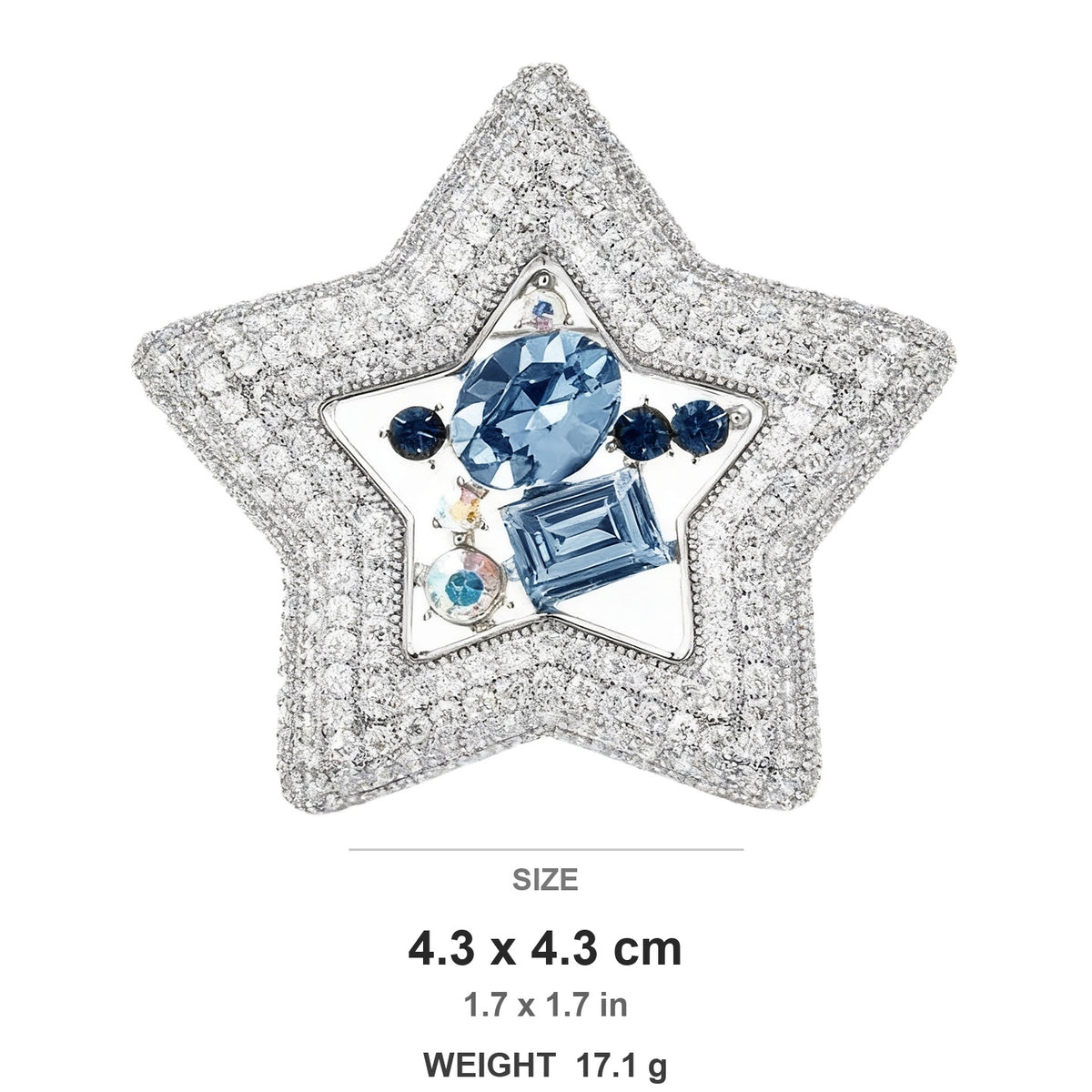 QZY Luxury Star Brooch Rhinestone Crystal Pin Elegant Coat Accessory