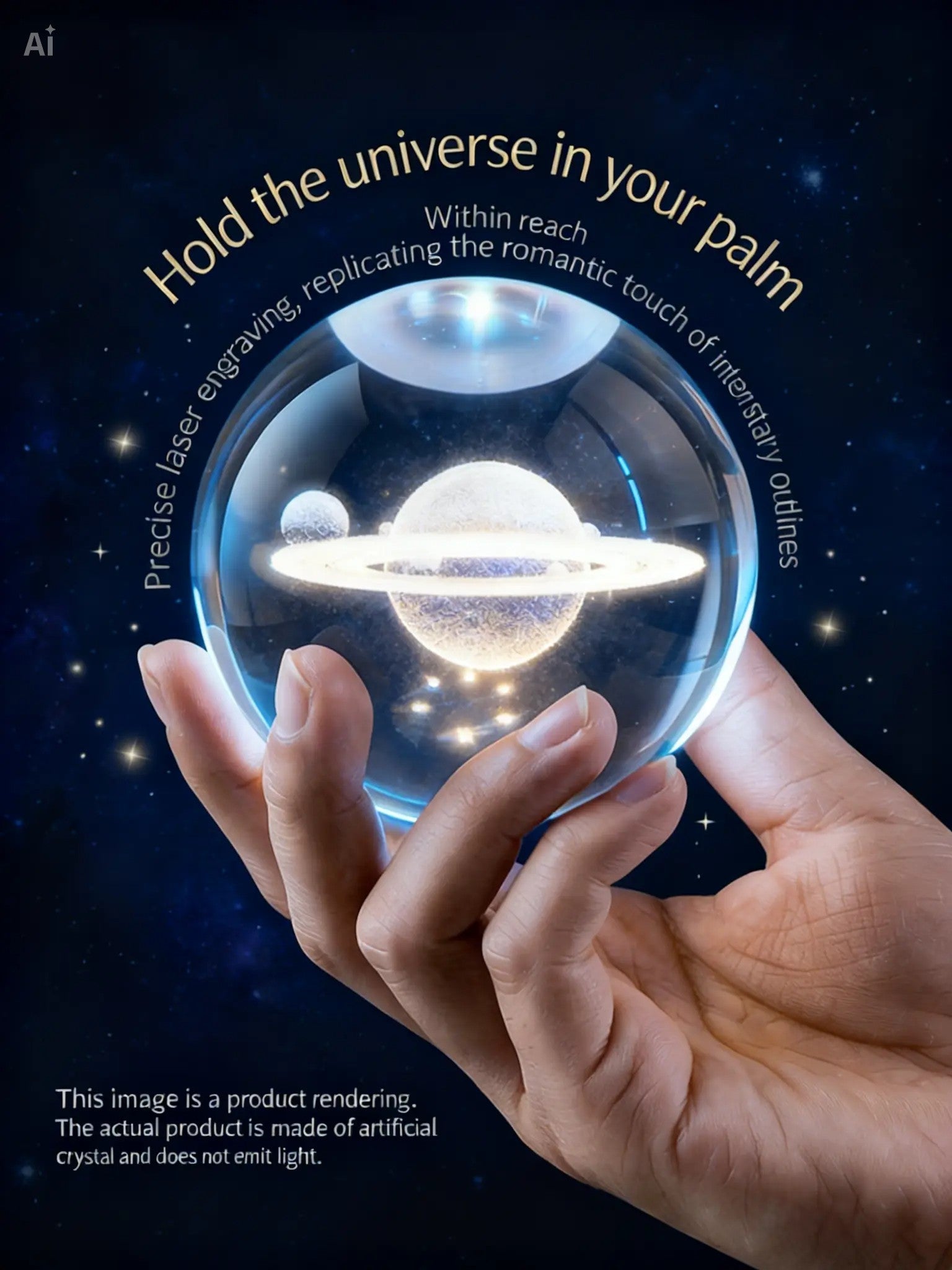 RYS 3D Inner Carving Crystal Ball Night Light | Starry Sky Planet USB Lamp | Home Decor & Creative Gift