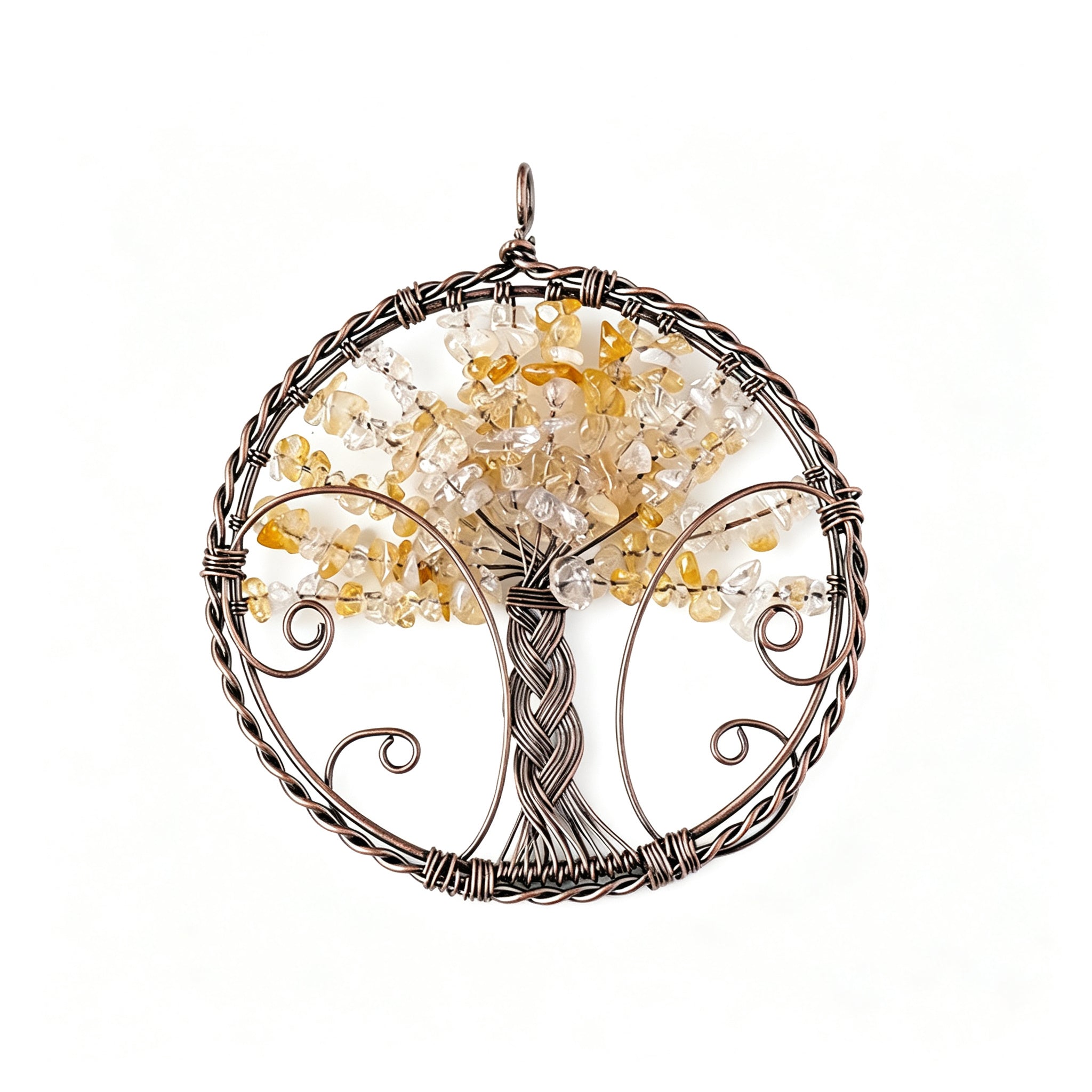 RYS Natural Crystal Chips Tree of Life Pendant Car Hanging