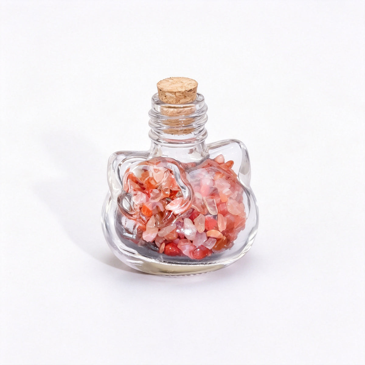 RYS Natural Crystal Chips Wish Bottle Cat Skull Shaped Glass Cork Bottle Halloween Home Decor Gift