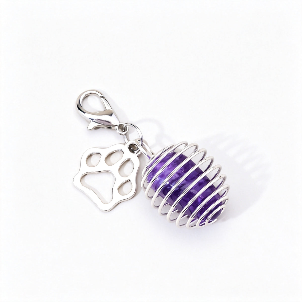 RYS Natural Amethyst Pet Pendant, DIY Crystal Keychain Bag Charm for Pets