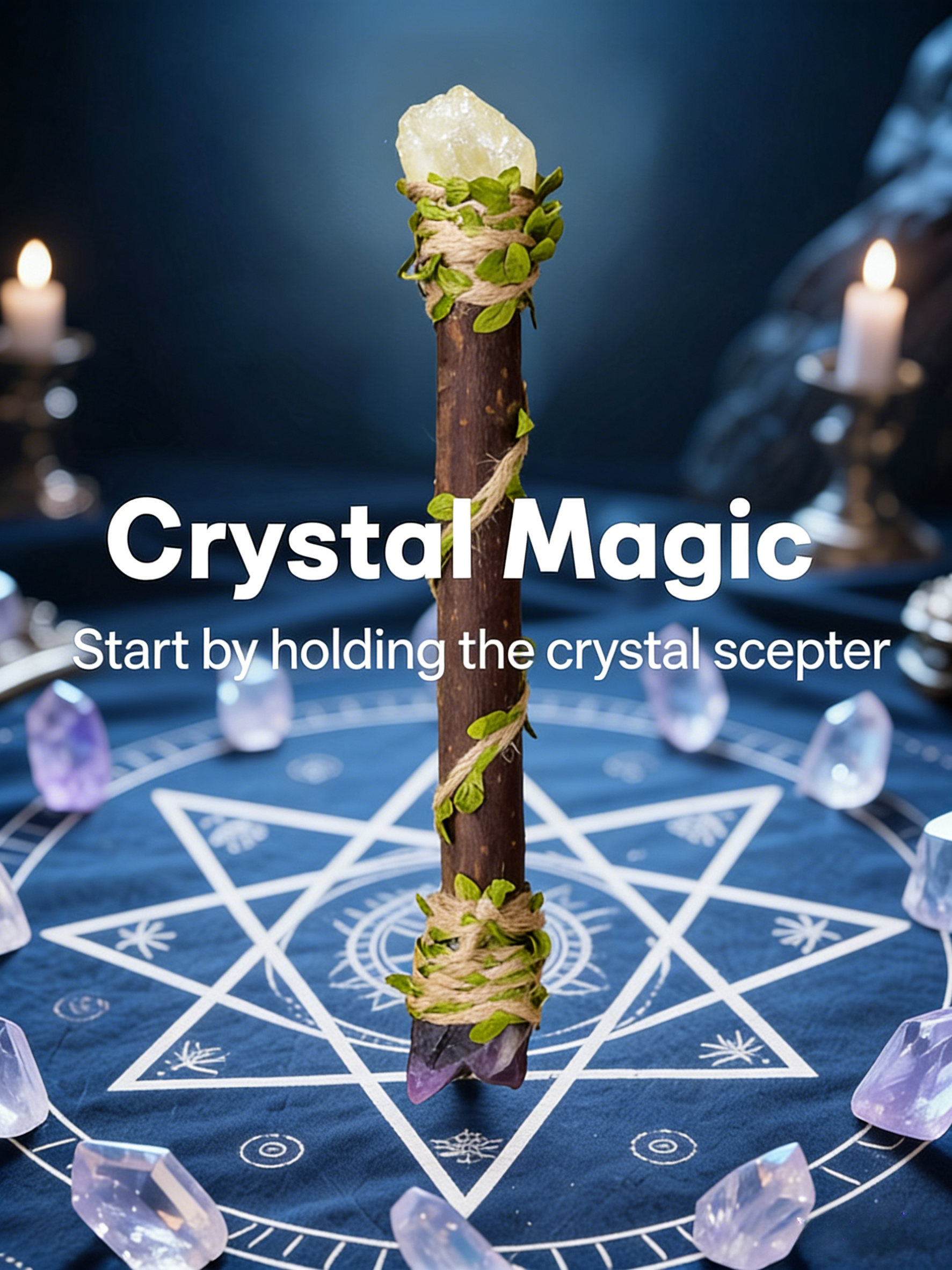 RYS Natural Crystal Wizard Wand, Handmade Wooden Crystal Scepter for Witchcraft, Healing & Home Decor - Perfect Spiritual Gift