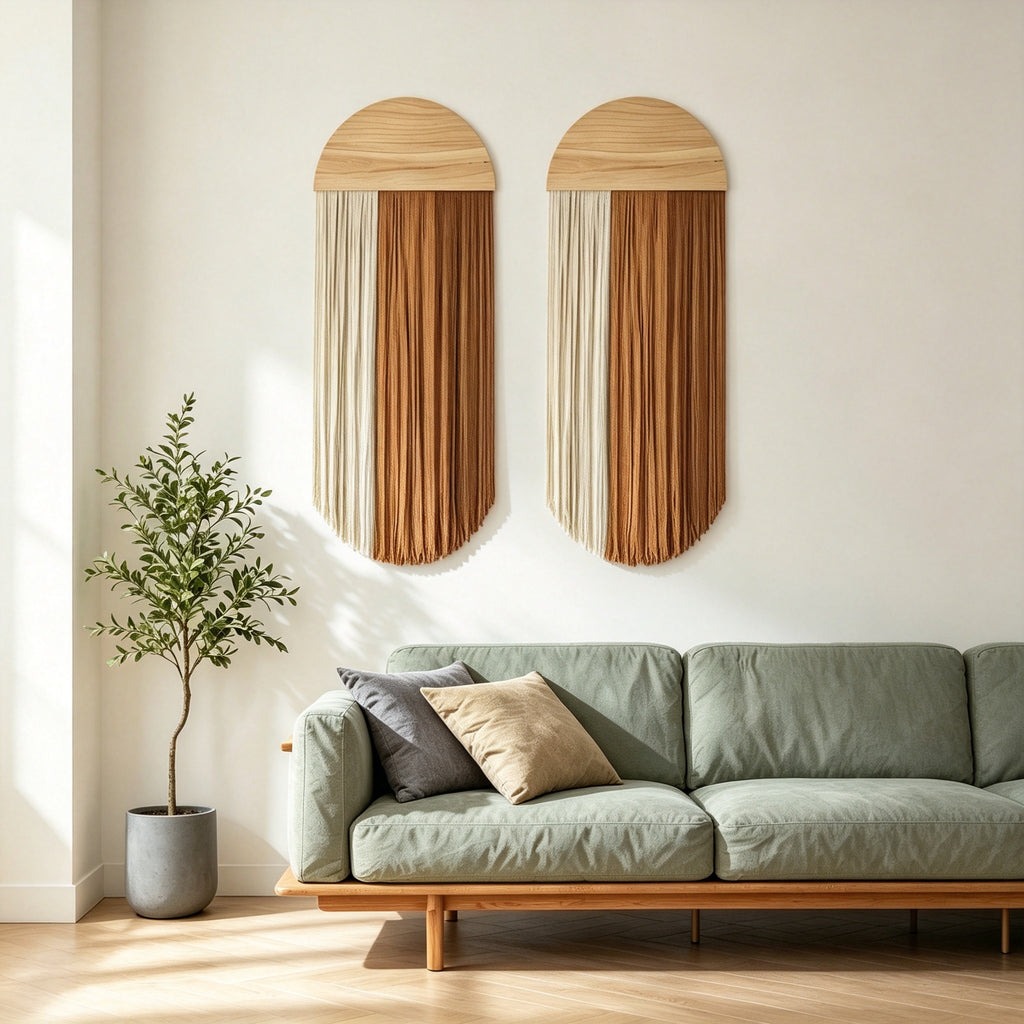 JXG Round Wooden Tassel Wall Hanging Handwoven Macrame Wall Decor for Bedroom Cafe Airbnb