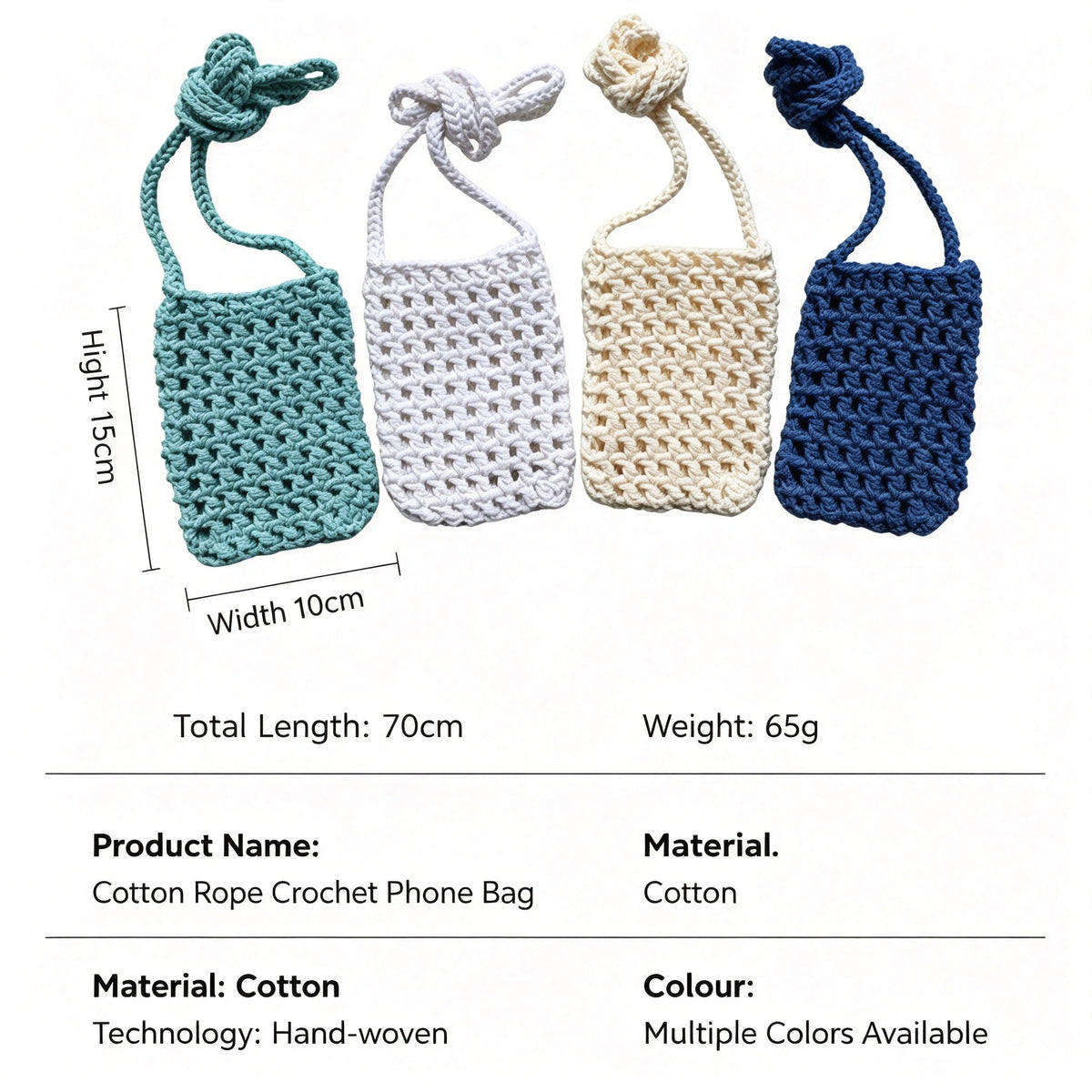 JXG Handwoven Cotton Rope Mini Crossbody Phone Bag