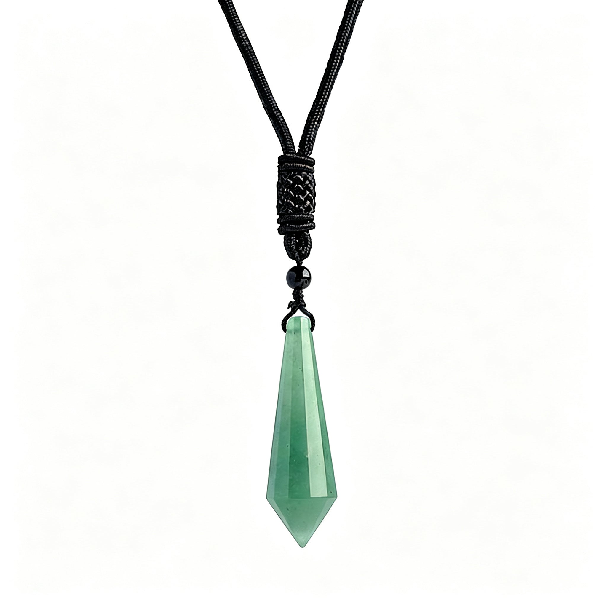 RYS 12 Facet Natural Crystal Pendulum Pendant, Raw Stone Dowsing Pendulum for Meditation Divination, Healing Crystal Jewelry