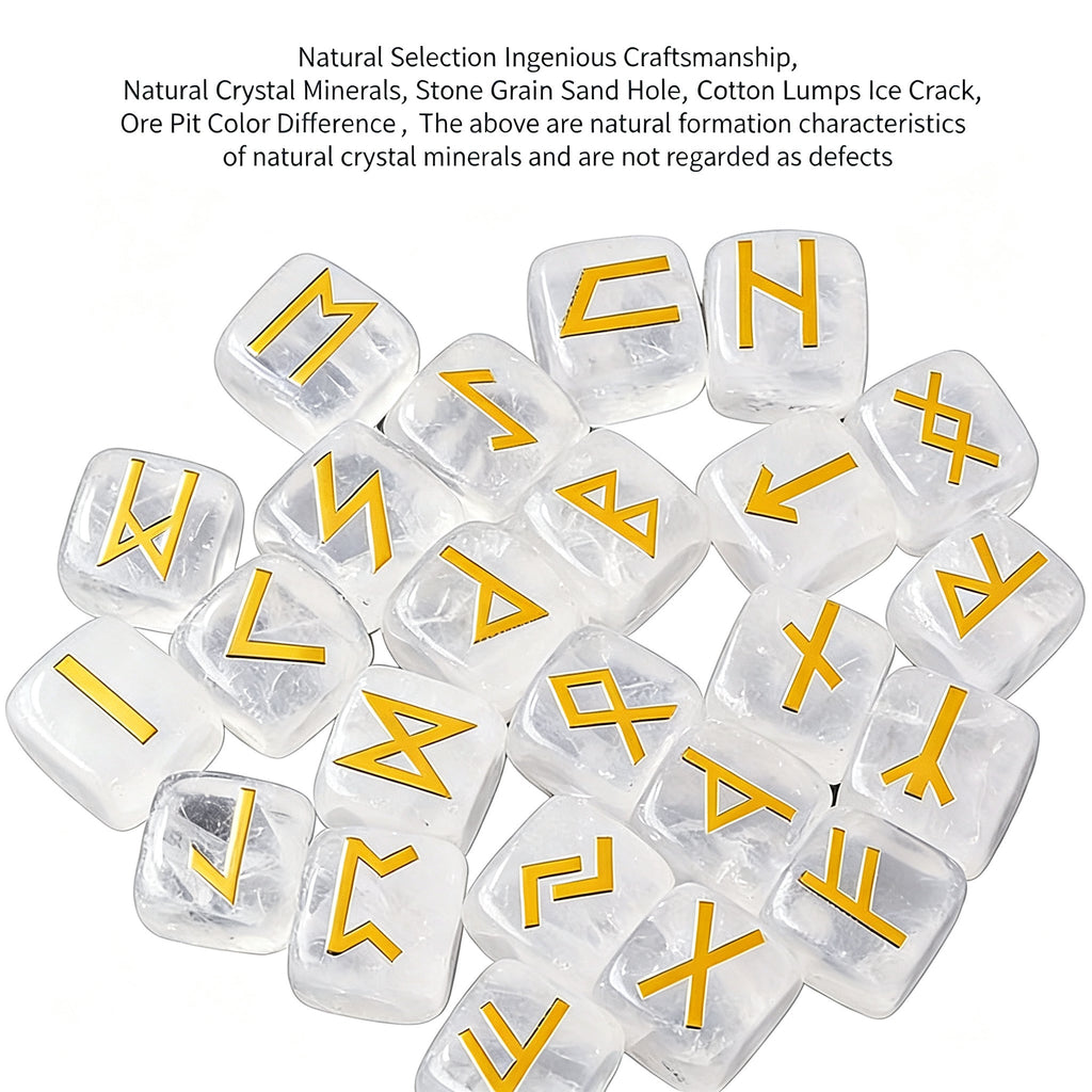 RYS 25pcs Crystal Rune Stones Set, Obsidian Divination Kit with Gift Box (24 Runes + 1 Blank Stone)