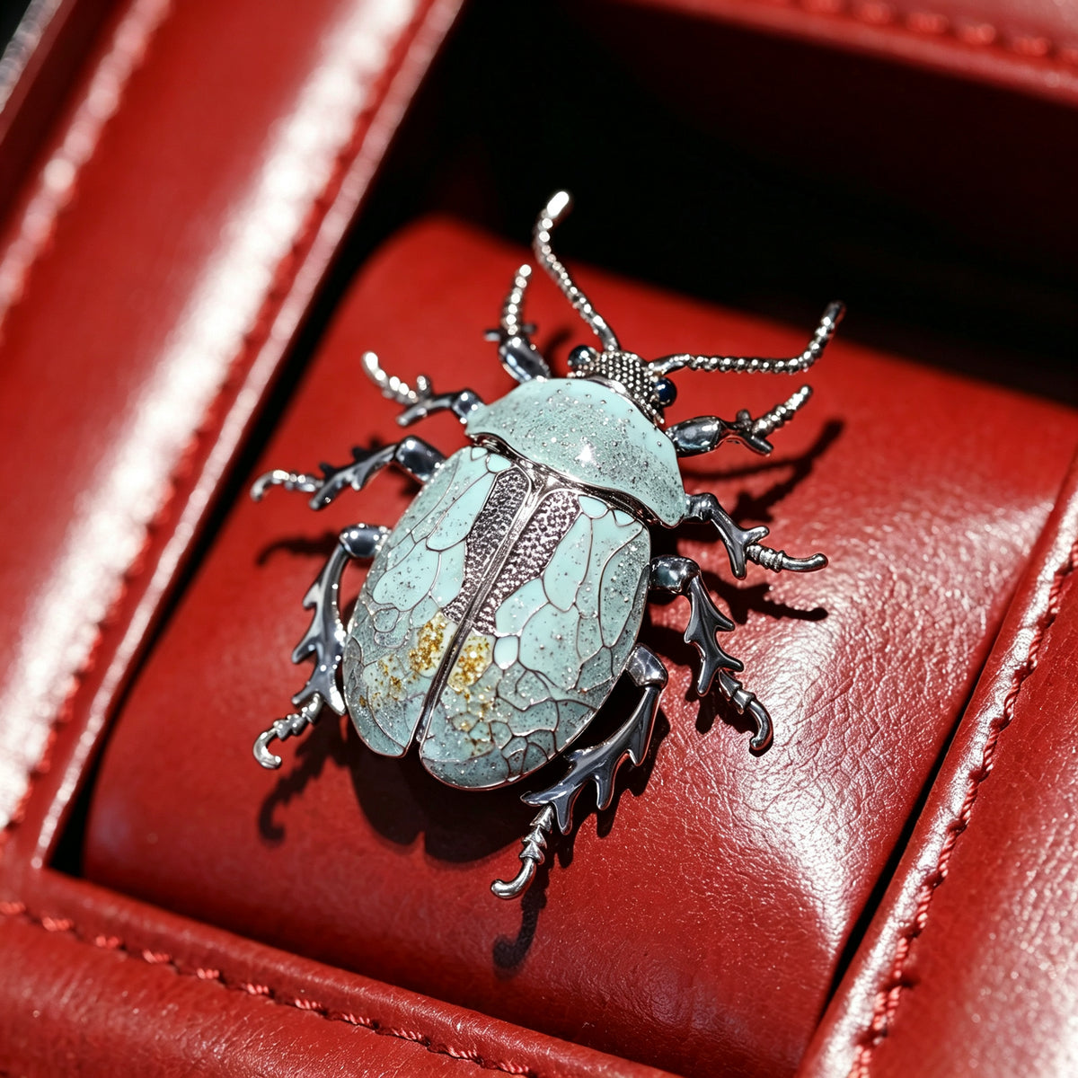 QZY Original Design Beetle Brooch Copper Hand Painted Enamel Dual‑use Lapel Pin