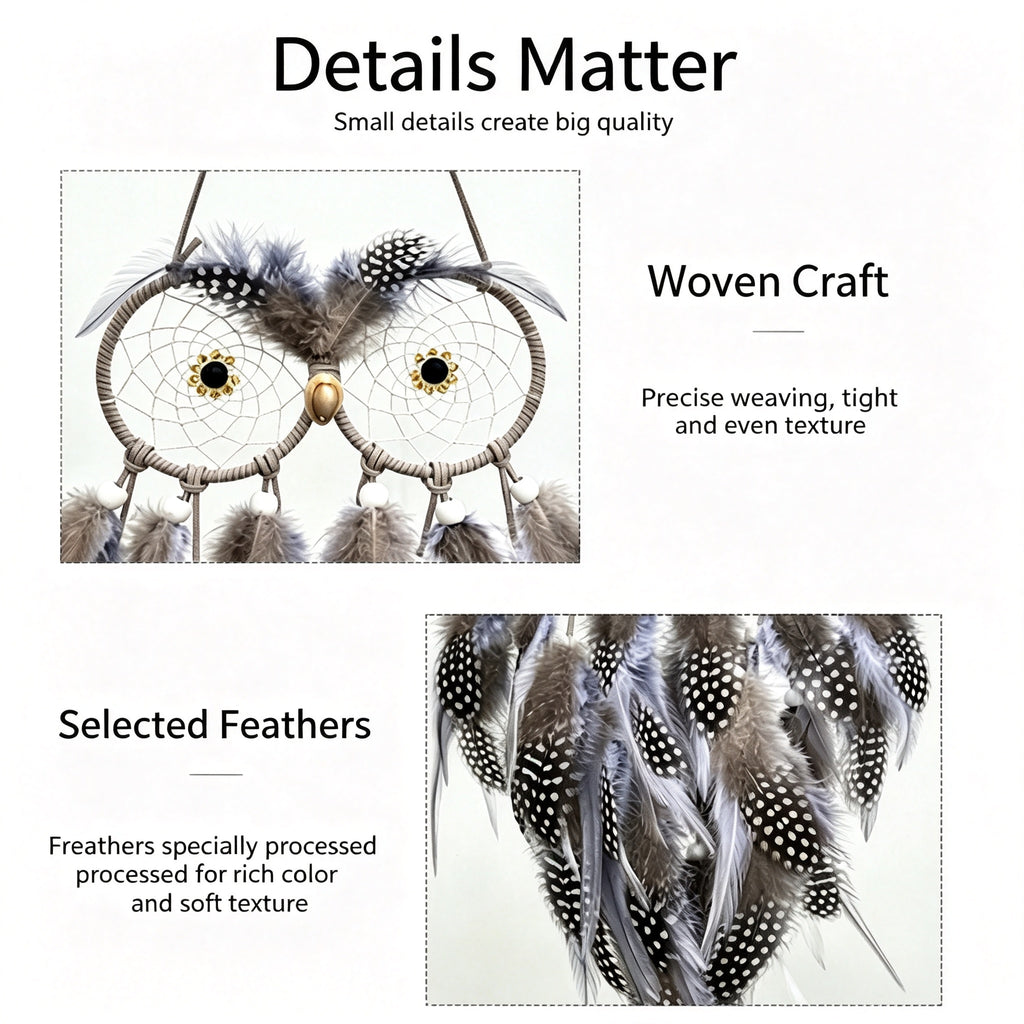 MGY Owl Wisdom Bird Dreamcatcher, Hand‑Woven European Style Home Wall Hanging Decor