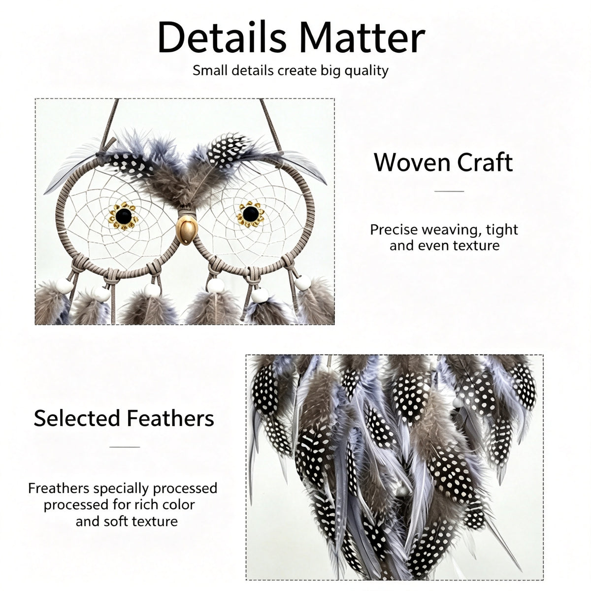 MGY Owl Wisdom Bird Dreamcatcher, Hand‑Woven European Style Home Wall Hanging Decor