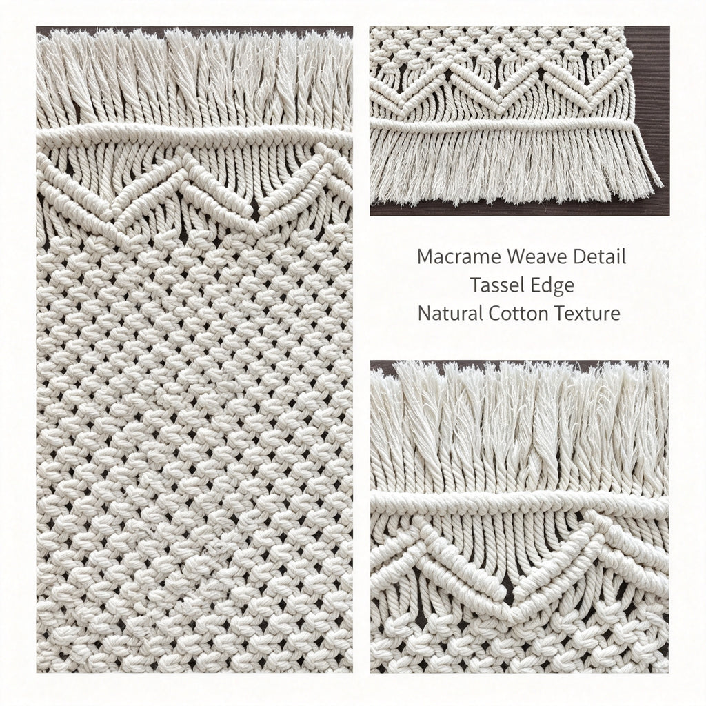 JXG Handwoven Cotton Macrame Table Runner Boho Tassel Placemat