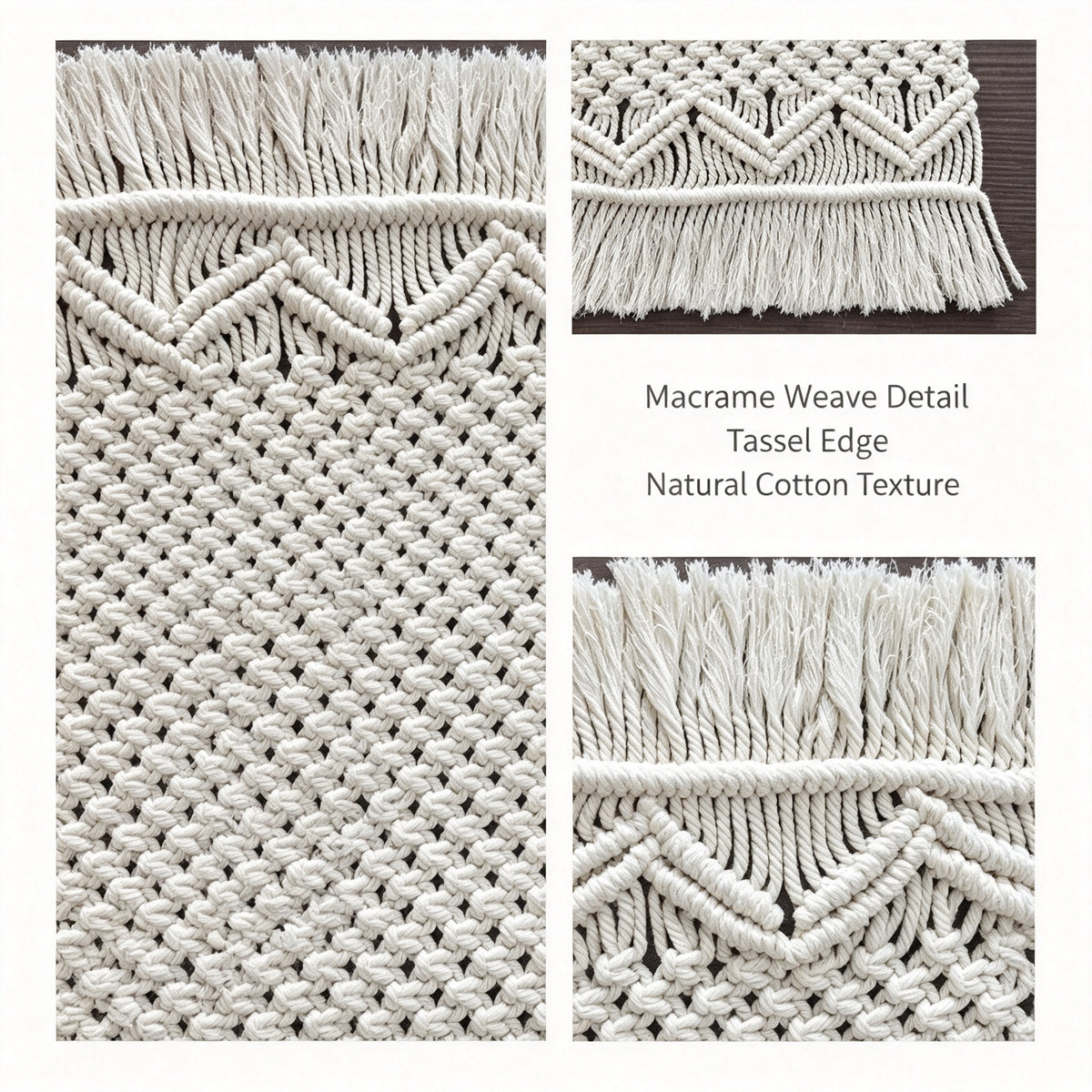 JXG Handwoven Cotton Macrame Table Runner Boho Tassel Placemat