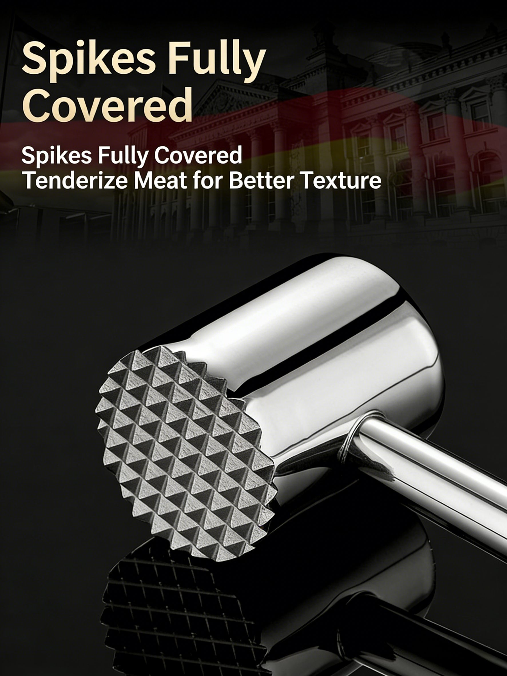 HGD 304 Stainless Steel Meat Tenderizer Hammer | Dual-Sided Meat Mallet with Rosewood Handle | Kitchen Tool for Tenderizing Steak, Pork & Chicken