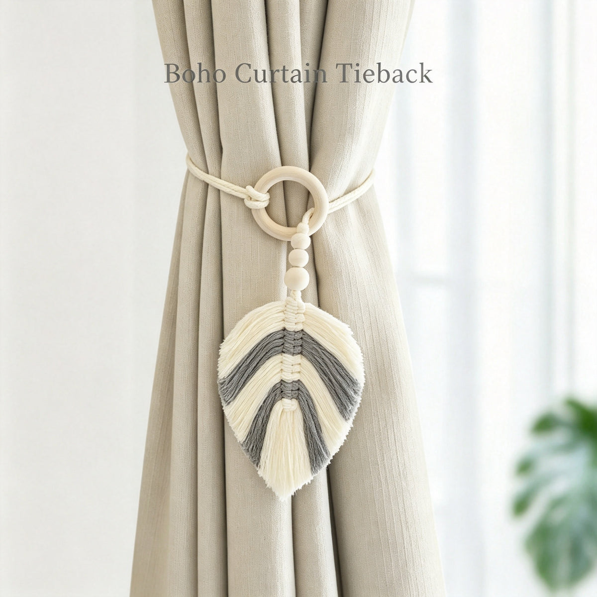 JXG Handwoven Cotton Curtain Tieback Set of 2