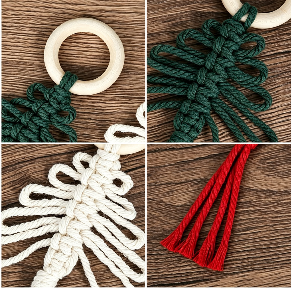 JSE Handwoven Christmas Tree Charm Keychain Boho Holiday Bag Pendant