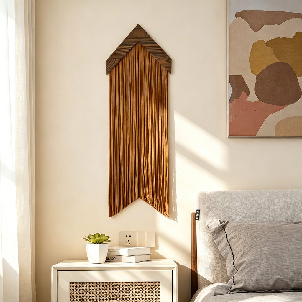 JXG Wooden Board Tassel Wall Hanging Boho Macrame Nordic Wall Decor for Home Hotel Airbnb