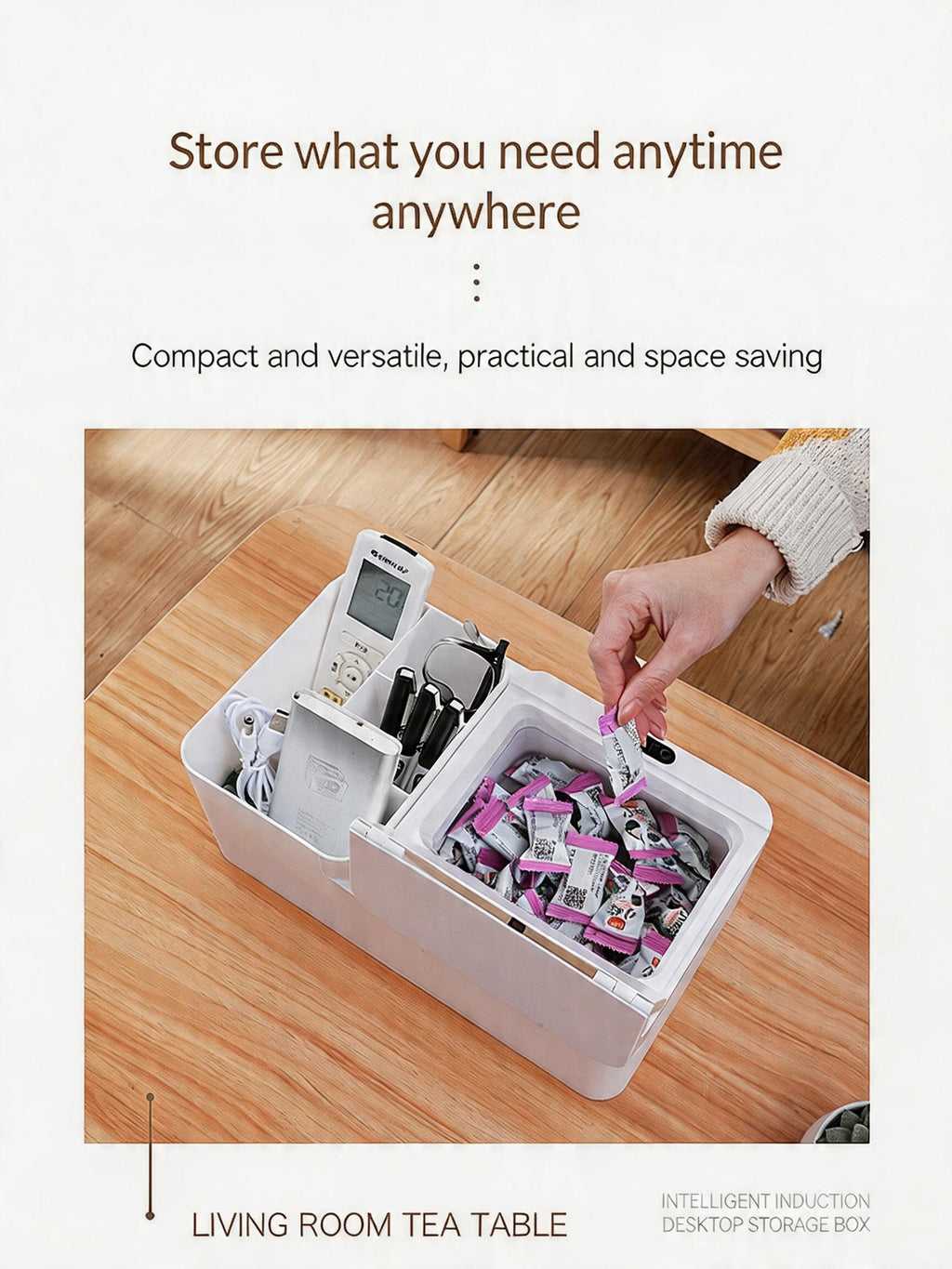 EST Smart Sensor Desktop Storage Box, Automatic Open Multi-Grid Organizer