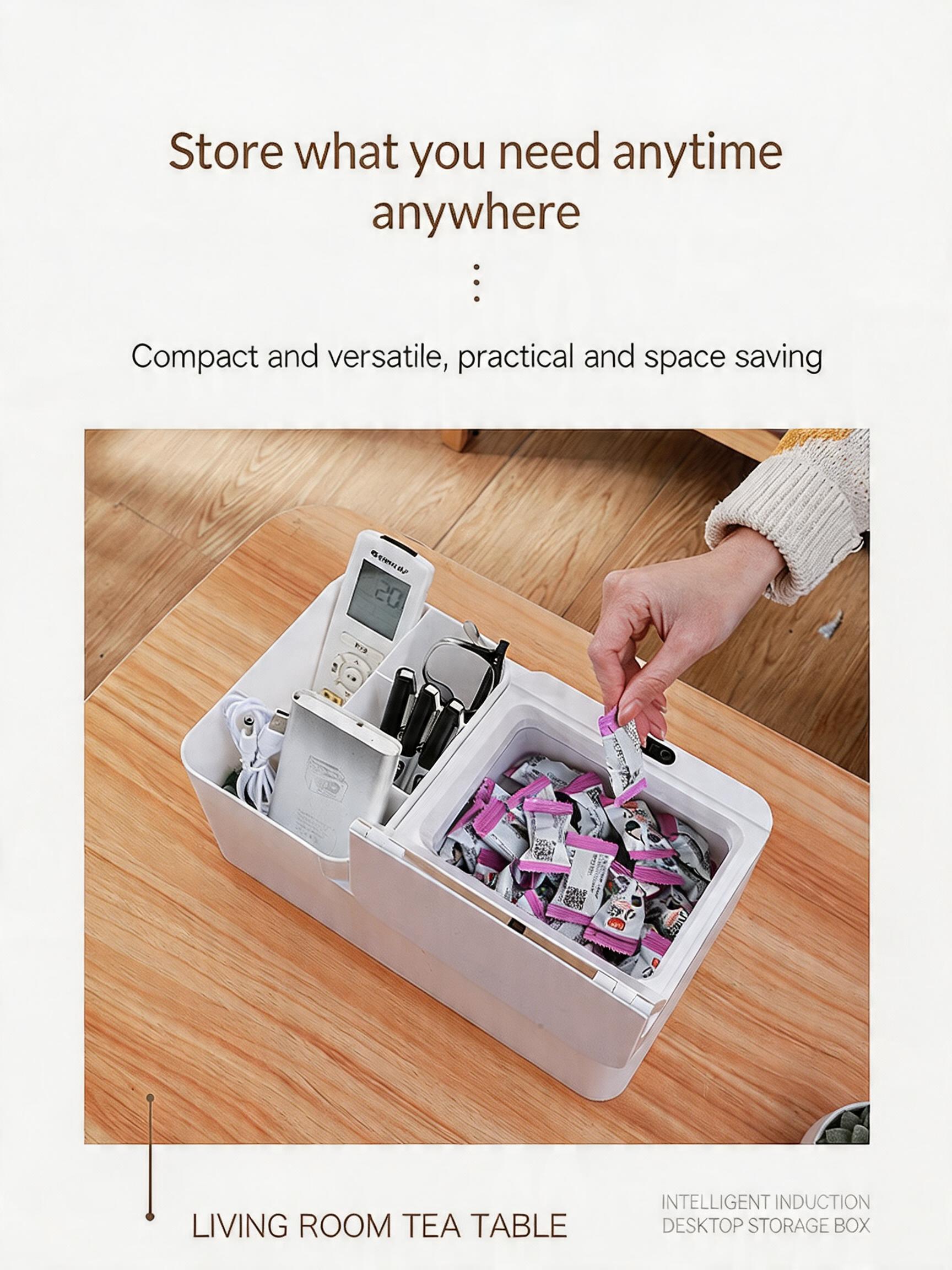 EST Smart Sensor Desktop Storage Box, Automatic Open Multi-Grid Organizer