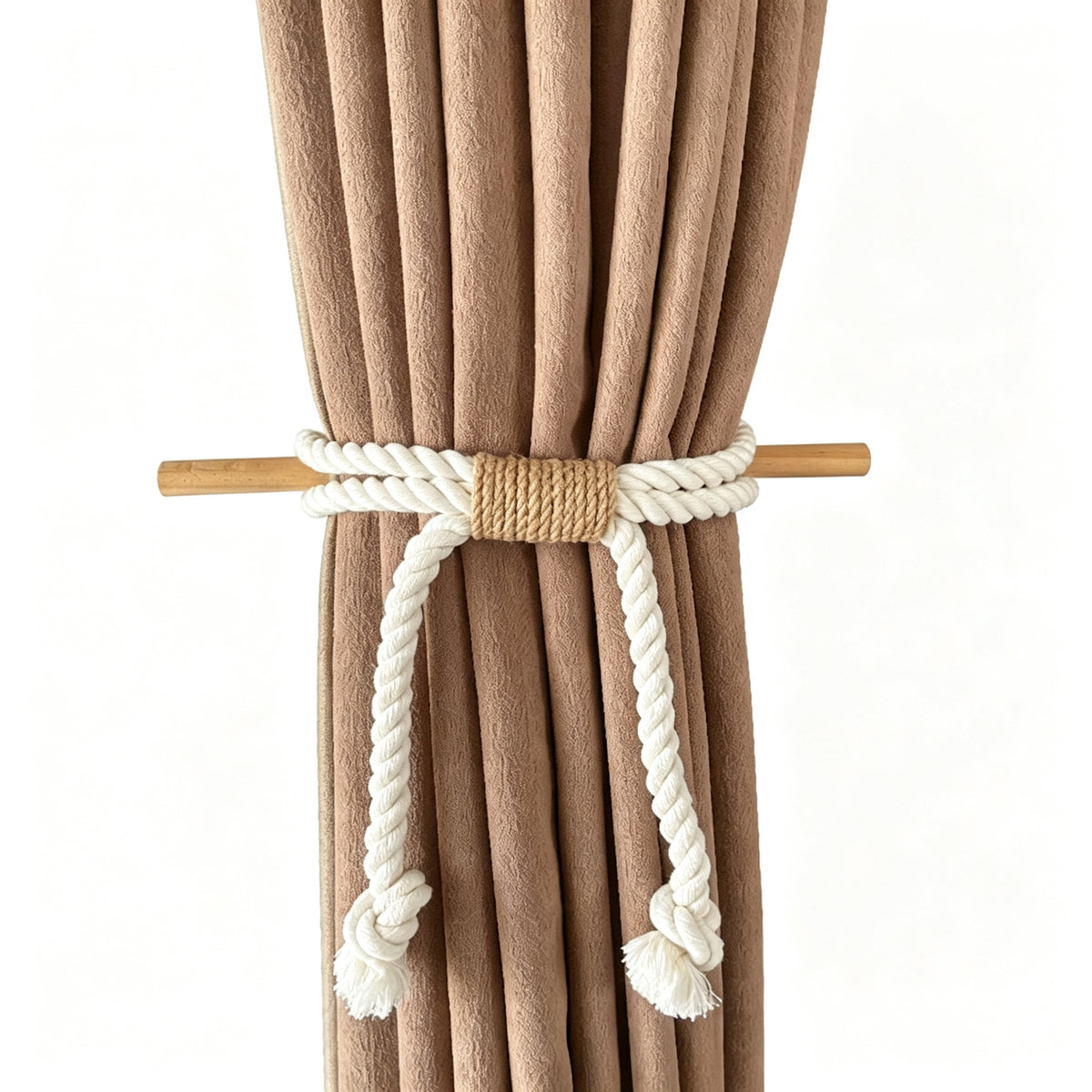 JXG Handwoven Cotton Curtain Tie Backs Boho Rope Tiebacks Set of 2