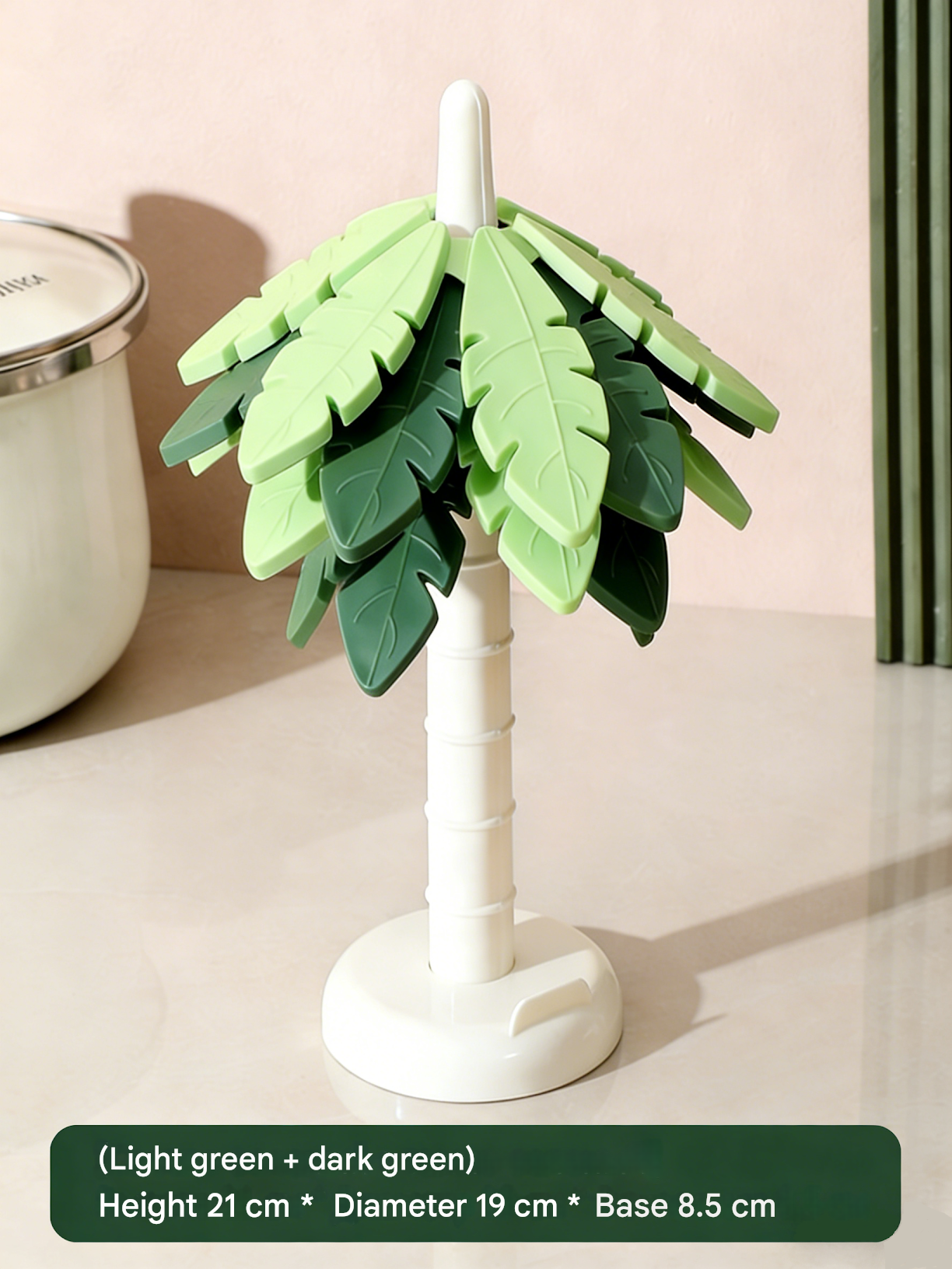 ZZBH Zeitmaschine Baum Silikon-Wärmedämmunterlage, hitzebeständige Tischmatte für den Heimgebrauch, Untersetzer für Schalen/Töpfe/Sandtöpfe (4 Blätter + 1 Ständer)