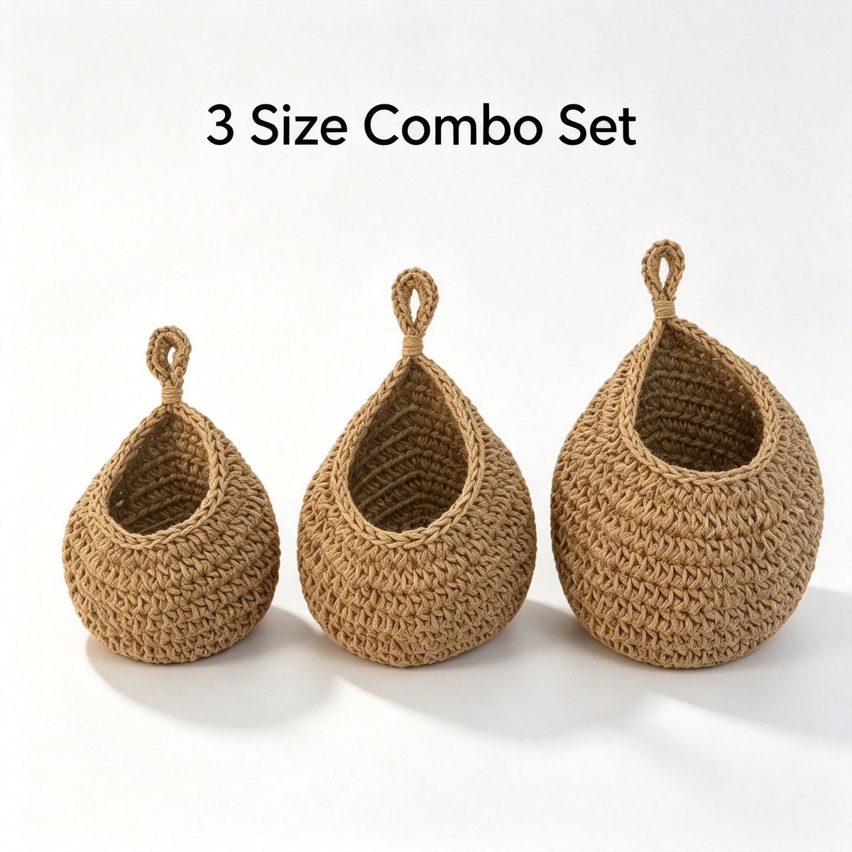JXG Handwoven Hanging Storage Basket Teardrop Nest Fruit Vegetable Organizer Ins Style Cotton Wall Hanging Net Bag